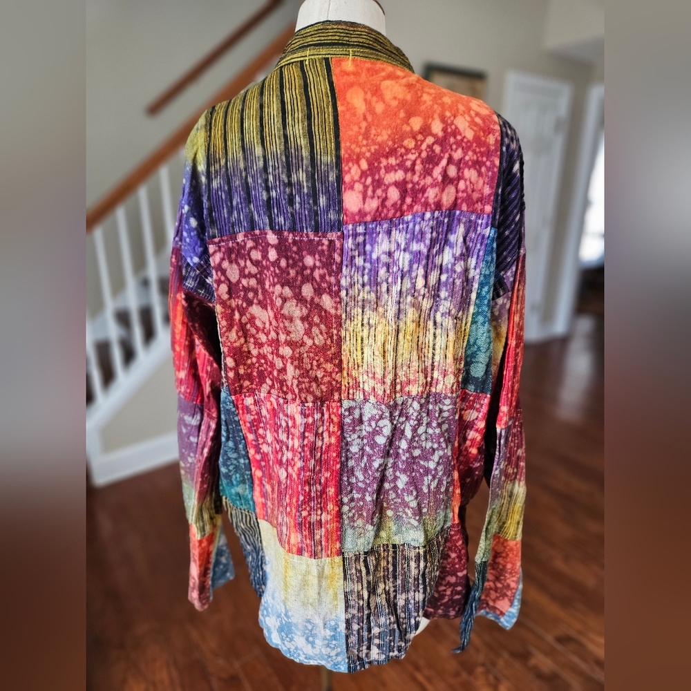 Jayli Patchwork Rainbow Boho Tunic Medium - image 3